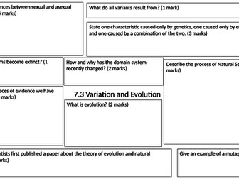 Variation and Evolution Revision Mat