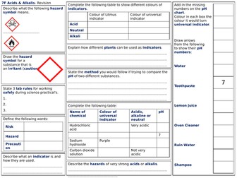 exploring science year 7 revision worksheets teaching