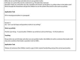 SPAG Planning, Full stops and Question marks