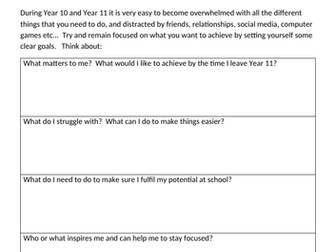 Goal Setting Sheet - SMART Goals
