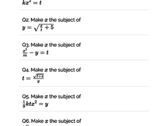 GCSE Mathematics Grade 7 - 9 Algebra - changing the subject of an equation