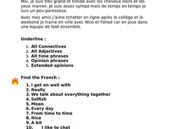 Ma famille writing