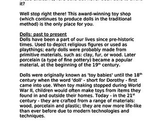 Alma Toy Shop Advertisement - model and word bank