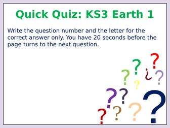 KS3 Earth 1 multiple choice quiz