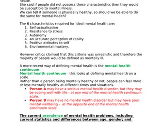 Psychological problems (All content) - GCSE Psychology (OCR - 9-1).