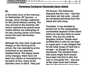 The Island by Armin Greder - newspaper report model and word bank