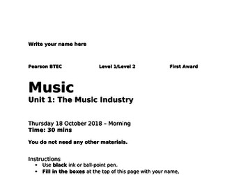 BTEC Music Unit 1 Assessment