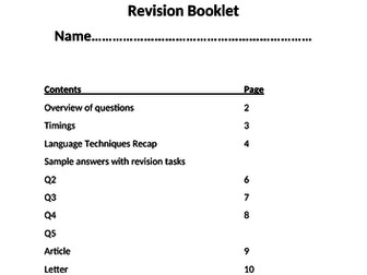 AQA GCSE English Language Paper 2  Revision Booklet (New Specification)