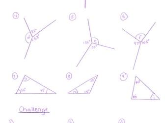 Calculating Missing angles straight line, at a point and triangle