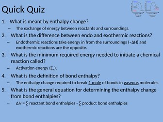 Enthalpy Changes Resources