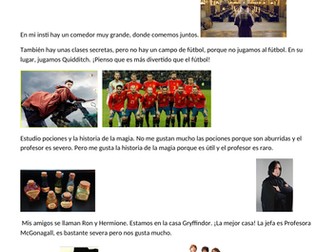 Hogwarts Spanish reading comprehension with questions