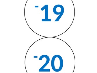 Numbers for -20 to 20 Number Line