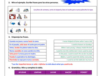 Solía hacer la cama - chores; using the imperfect tense and negatives.
