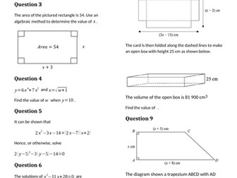 Solving Quadratics by Factorising (HARD)