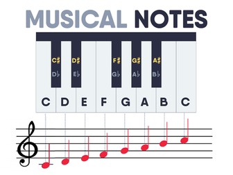 Musical Notes (Keyboard and Stave)