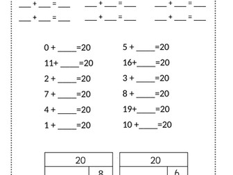 Number bonds to 20 Numicon