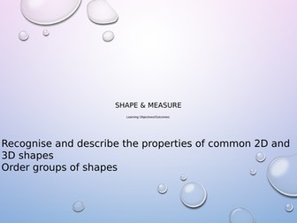 Shape and Measure, 2D and 3D shapes