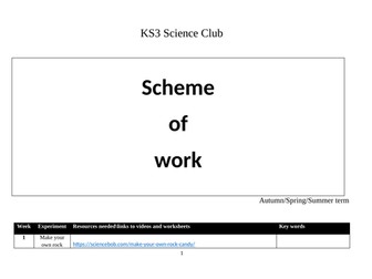 KS3 Science Club Scheme of Work