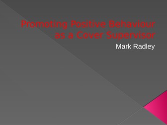 Behaviour management for cover supervisors and support staff