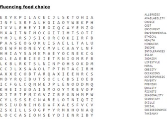Food Choice Wordsearch