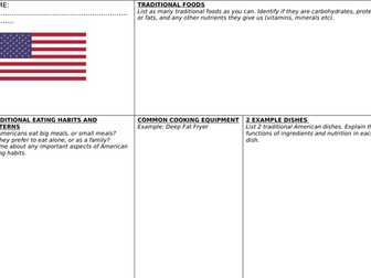 American Cuisine Research Worksheet