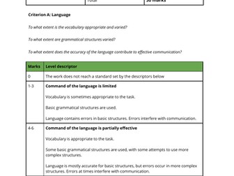 First exams 2020 - Language B Paper 1 Mark scheme (SL and HL)