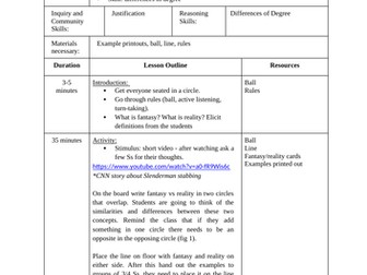 Philosophy For Children Lesson (P4C) - Fantasy vs Reality