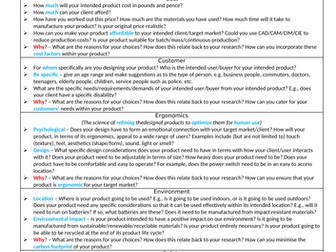 GCSE & A-Level D&T Design Specification Writing Frame