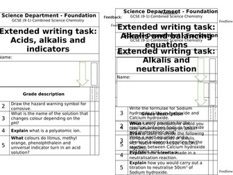 GCSE Combined Science Chemistry Homework / Worksheets