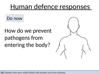 AQA GCSE Trilogy Biology lesson - Human defence responses