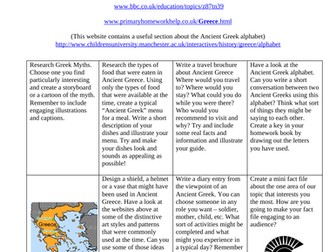 Ancient Greece Homework Writing and Creative Tasks (KS2)