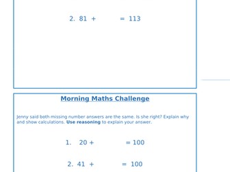 Morning maths challenges to show mastery deeper thinking disprove