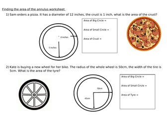 Area of Annulus - Scaffolded Worksheet (w. Answers)