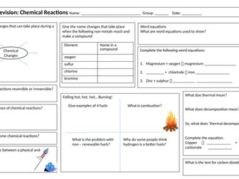 Year 7 Activate C3 Topic Revision Grid: Chemical Reactions