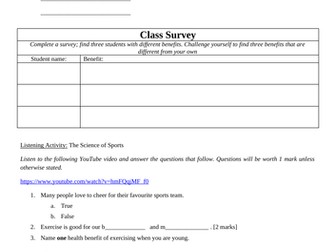 English Listening Activity: The Benefits of Sports