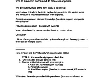 Theory of Knowledge (TOK) Essay Planning Document