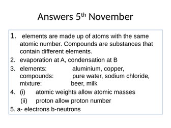 Chemistry paper 1 revision starter exam questions-for 8 lessons
