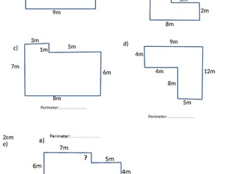 perimeter of rectilinear shapes - Y5 - worksheets and challenges