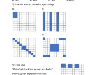 Percentages Represented on Hundred Squares - Year 7 Maths Mastery (White Rose)