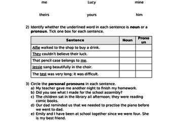 Pronouns (personal, possessive and relative)