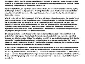 GCSE Grade 9 Essay: The presentation of Eric in 'An Inspector Calls'.