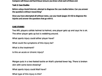 Sports injuries Case Studies Independent learning lesson OCR A Level PE