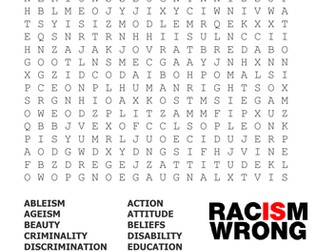 Prejudice and Discrimination Word Search