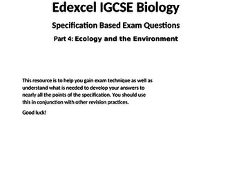 9-1 Edexcel IGCSE Biology Specification Questions Part 4