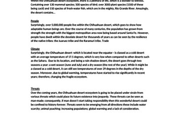 Model text UPKS2: Non-chron report on the Chihuahuan desert