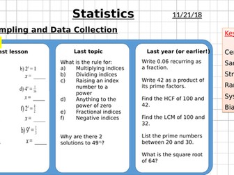 Statistics - Sampling and Data Collection