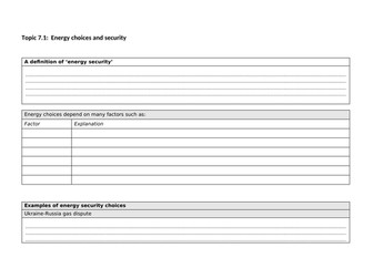 IB ESS - 7.1 Energy choices and security worksheet