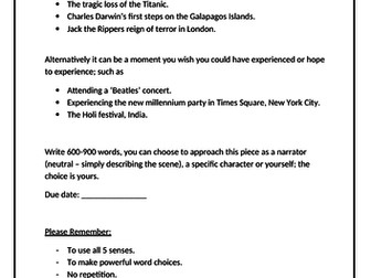 English: Descriptive Writing Tasks