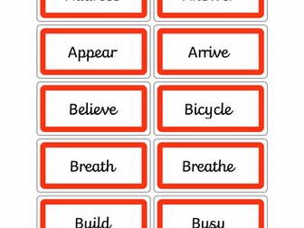 Year 3/4 Common Exception Words- cards for keychain.