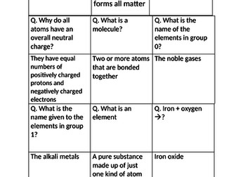 QUIZ QUIZ TRADE - based on the KS3 elements and periodic table topics.